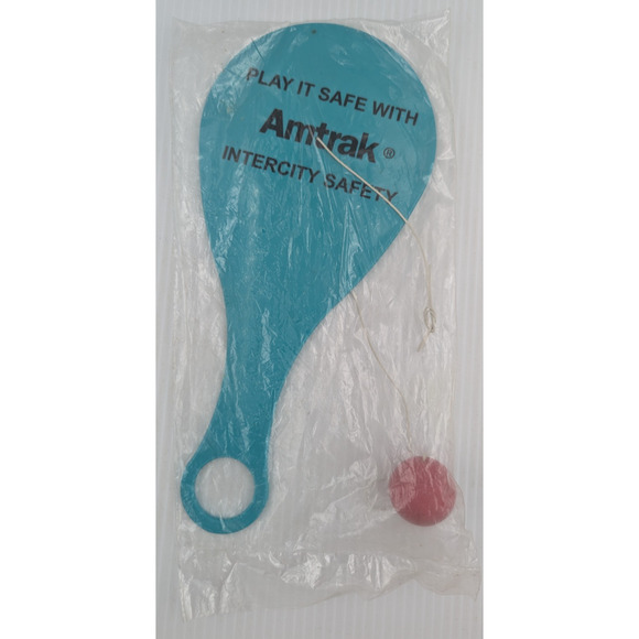 Vintage Amtrak Railroad Paddle Ball Promo Play It Safe With Amtrak